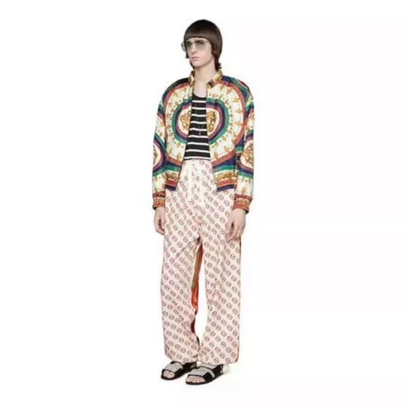 Gucci Bi-Material Jogging Trouser Size 34 NWT 9192 White Ivory Red Multi - Picture 2 of 12